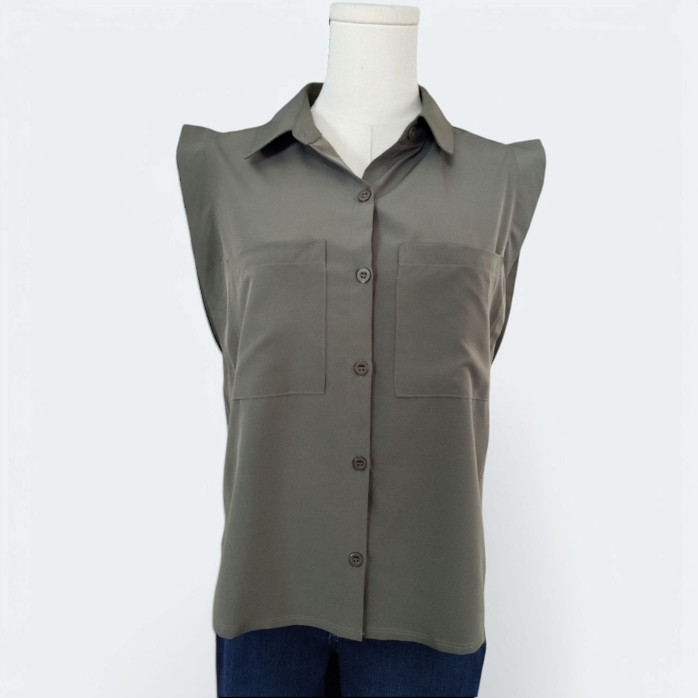 Evereve Army Green Scout Utility Top Womens Size XS